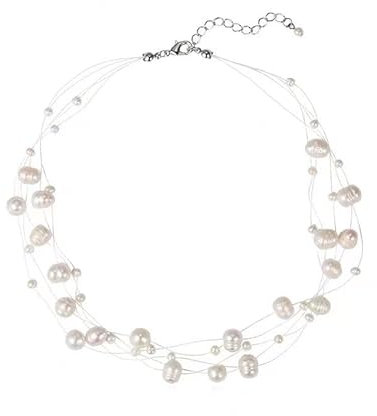 fdsmall Perlenkette Zierliche Perlen-Anhänger-Halskette für Frauen Party-Kleid-Schmuck-Accessoires Sommer-Halsketten