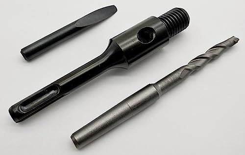 Dosensenker Adapter Set M16 Gewinde auf SDS Plus + Zentrierbohrer + Austreiber, M 16 nach SDS-Plus für Bohrkrone Dosenbohrer