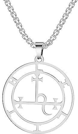 VASSAGO Halskette mit Siegel der Lilith-Siegel, Hekate-Göttin-Anhänger, Luzifer, Satanisches Lilith-Symbol, Wicca-Schmuck, Geschenke für Damen und Herren, Edelstahl
