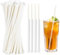 Lot de 400 pailles en papier, jetables, blanches, emballées individuellement, 19,7 x 0,6 cm, 100 % biodégradables