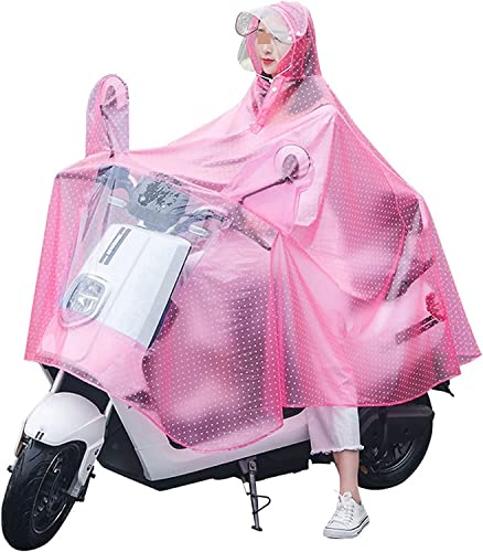 Wasserdichter Fahrrad-Regenmantel mit Kapuze, transparenter PVC-Umhang, leicht, kompakt, wiederverwendbar, for Erwachsene, Fahrrad, Motorrad, Roller, mit Lampenschirm, Rot, 3XL (Farbe: Rood, Größe: 4X