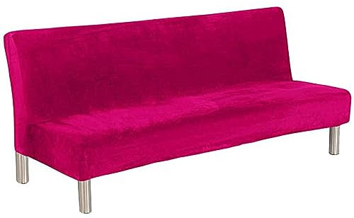 Meigeh Sofabezug ohne armlehnen 2 Sitzer Sofahusse Ohne Armlehne Samt Sofaüberwurf Schlafsofa Bezug Dick futonbezug 3 sitzer Rose XL