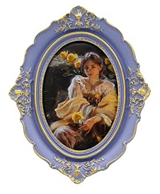 Willump 10x14 cm Picture Frame Barocco Ovale 10x14 cm Picture Frame Fit Image 4 by 6 in Gold For Wall and Tabletop Display