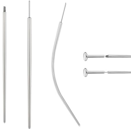 BodyAce Stainless Steel Piercing Taper, 14G 16G 18G 20G Threadless Assistant Tool Screw On Insertion Pin, Curved Piercing Stretching Kit for Ear/Nose/Belly/Lip/Eyebrow [18G(1.0mm) Mix]