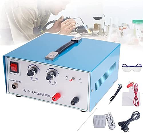 Spot Welding Equipment, 110V/220V Pulse Sparking Welder Tool with Foot Pedal Welding Current 80A Foot Switch Pedestal Tweezers Tungsten Needle, Jewelry Welder for Gold Silver Steel