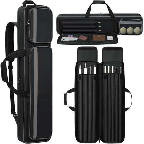 Funda de transporte para tacos de billar, bolsa acolchada suave de 4 x 5 con múltiples bolsillos para 4 traseros y 5 ejes, accesorios (negro)