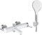 Rea Rubinetto da vasca Polo White Chrom Miscelatore Vasca con Doccetta in Ottone per Bagno Caldo e Freddo regolabile (Chrome)