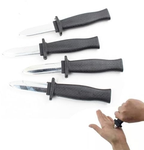 4pcs Faux Couteau Astuce en Plastique, Jouet Drôle Trick Gadget, Couteaux à Farces Délicates, Couteaux Télescopiques en Plastique, Couteau Retractable, pour Poisson D'Avril Trucs de Magie Party