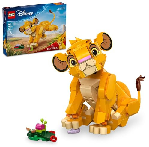 LEGO Disney Simba The Lion King Cucciolo Giocattolo - Gioco da collezione e display Set - Regalo di compleanno per bambina e ragazzo di 6 anni - Modello dettagliato di Disney Simba - 43243