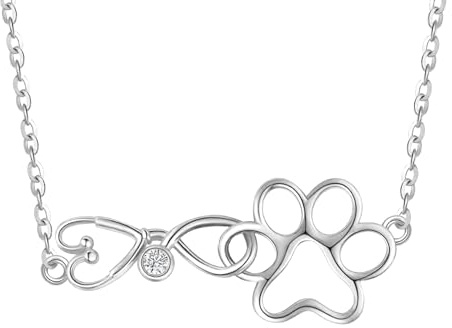 JERWLI Sterling Silber 925 süße tierische Halskette Herz Anhänger Schmuck Geschenk für Frauen Mädchen Valentinstag Weihnachtsgeschenke