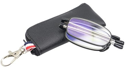 COVESATO Faltbare Lesebrille für Männer und Frauen, blaues Licht, blockierende Lesebrille mit Schlüsselanhänger, kompakte Taschen (Schwarz, 2,50)