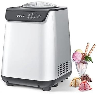 Sorbetière Machine à glace entièrement automatique avec compresseur intégré, machine à yaourt aux fruits, la pré-congélation n'est pas nécessaire, bol à glace amovible Machine à crème glacée de table,