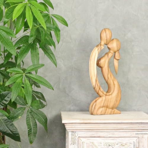 Oriental Galerie Figur Holz Holzfigur Abstrakt Deko Dekofigur Paar Couple Designer Skulptur Natur 50 cm