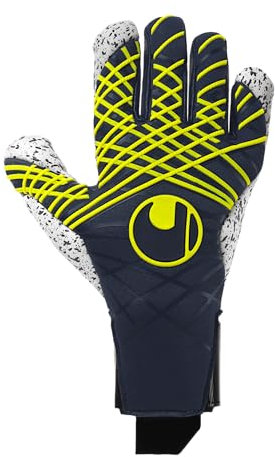 uhlsport Fußball Torwarthandschuhe Prediction Supergrip+ HN, 9.5, Marine/weiß/Fluo gelb