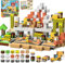 Annexfun Magnetische Bausteine Magnetische Bauwelt Straßenaufsatz Set Stadt mit Baufahrzeuge Magnetic Building Blocks Bagger Spielzeug ab 6 Jahren Baustellenfahrzeuge Kinder konstruktionsspielzeug