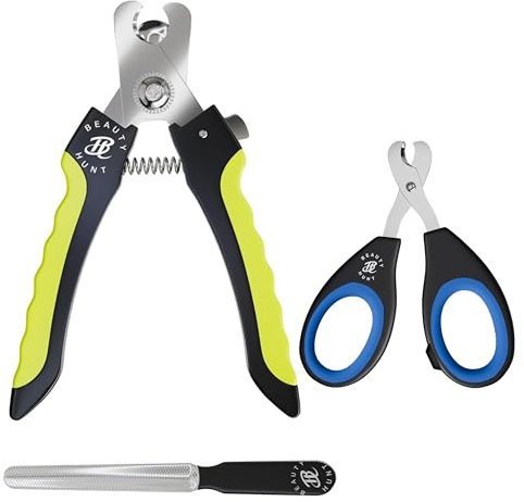 BeautyHunt Cortaúñas para perros para razas grandes y medianas | Cortador de garras para mascotas para animales pequeños, gatos, conejos con bloqueo de seguridad y protector