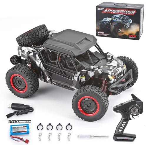 HUGMIE 1:16 Ferngesteuertes Auto, 4WD RC Auto 38km/h monstertruck,2,4GHz Auto Ferngesteuert,Geländegängig Spielzeug RC Car mit 2 wiederaufladbaren Batterien für Kinder und Erwachsene