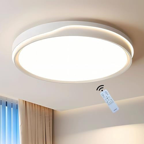 J.SUNUN LED Deckenleuchte Modern Rund Design Deckenlampe LED Wohnzimmerlampe Home dimmbar Schlafzimmerlampe Für Schlafzimmer Kinderzimmer Wohnzimmer Küche Deckenlampen Weiß 50CM