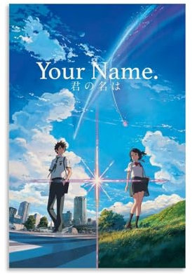 Anime-Poster mit Anime-Motiv Your Name auf Leinwand, Wandkunst, Dekoration, Wohnzimmer, Schlafzimmer, Dekoration, Poster, 30 x 45 cm, ungerahmter Stil