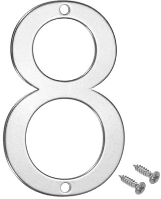 M METERXITY 1-Pack House Number, 3 Inch 304 Stainless Steel Mailbox Number Door Number Signage for Garden/Hotel/Mailbox/Address/Sign, House Number for Outside [Number 8, Silver]
