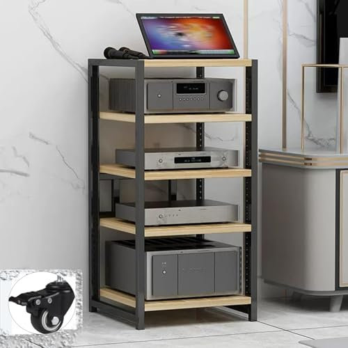Audio Rack Hifi Regal 3/4/5/6-stufiger Audio-Video AV Medienständer,Record CD Player Stand Gaming Plattenspieler Stereo Schrank,Tv Ständer Holz,for Receiver,Spielkonsolen-Komponenten,Wohnzimmer(Walnut