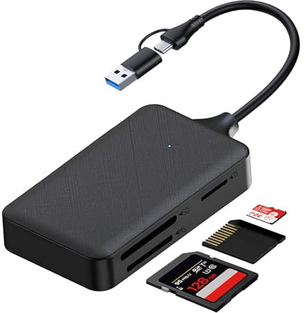 Oblinple SD Kartenleser, 4 in 1 USB 3.0 USB C Kartenlesegerät, Highspeed Card Reader, TF Karte Adapter Speicherkartenleser, Karten Lesegerät Lesen 4 Slots für SD Micro SD SDHC SDXC CF MS Duo
