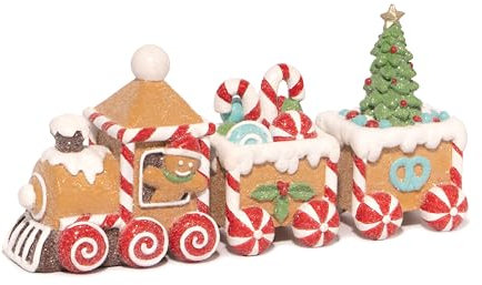 Hodao Lebkuchenmann-Zug-Dekoration, Weihnachtszug, Figuren, Winterdekoration, handgefertigt, Lebkuchenmann-Zug für Weihnachtsdekoration, Geschenke, Weihnachten, Party, Zuhause, Tischzug, Dekor (Braun,