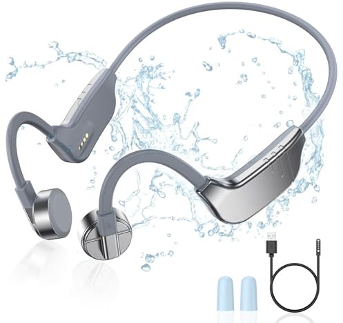 Kopfhörer Schwimmen, Knochenschall Kopfhörer Bluetooth 5.3, 32G-Speicher Sport Kopfhörer, IPX8 Wasserdicht, 12 Stunden Spielzeit, Open-Ear Kopfhörer Kabellos mit MP3 Player für Schwimmen, Laufen