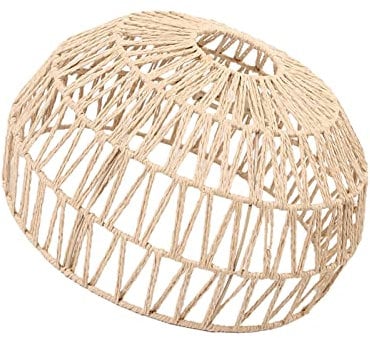 Runder Lampenschirm aus Rattan, handgeflochten, natürliche Farbe, 30 cm Durchmesser