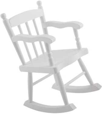TTETTZ Puppenhausmöbel Schaukelstuhl im Maßstab 1:6, Holzspielzeug für Wohnzimmerszenario, Weiß