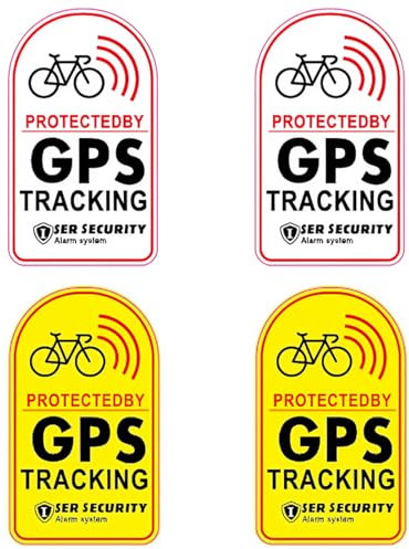 IKOPFLN 4 Pezzi Adesivi per bicicletta GPS Tracker di alta qualità per bicicletta moto auto adesivi con effetto antifurto avverte sulla presenza di un dispositivo di tracciabilità