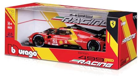 Bburago FERRARI RACING 499P LE MANS HYPERCAR (2024) AF CORSE #83-1:18 Scale - Incredibly Detailed Die-Cast Replica Collectible Race Car Model, Multiple Colours