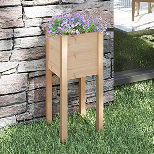 Pflanzkübel aus massivem Kiefernholz für den Außenbereich, 31 x 31 x 70 cm hoch, rechteckiger Blumentopf mit Ständer, für Garten, Outdoor, Pflanzgefäße, Pflanzkasten aus Holz, Blumenbeet, erhöhtes