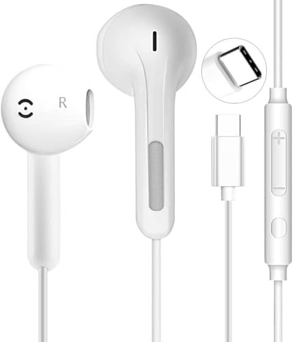 USB C Headphones Wired Earphones iphone 16, Type C Headphones In Ear Earbuds Wired with Mic &Volume Control for iPhone 15 Plus Samsung Galaxy S23 S22 S21 FE iPad Pro Huawei Google Pixel