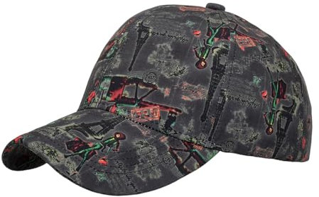 Cap Mit Ventilator Mode für Männer und Frauen Turm Print Baseball Cap Entenzunge Hut Sonnenhut Cap City (Grey, One Size)