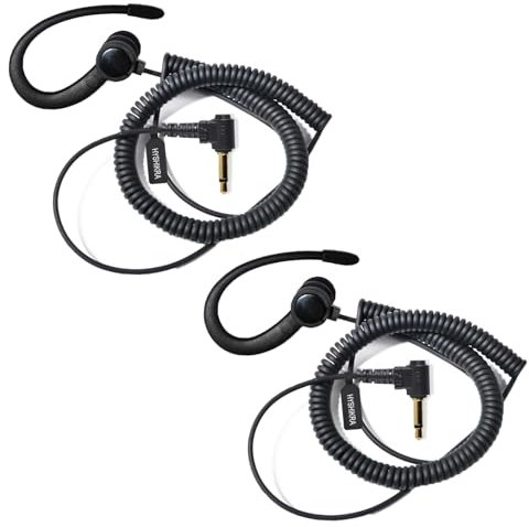 HYSHIKRA One Ear Headset 3.5mm Klinke Einohrhörer Nur Empfang Walkie Talkie Kopfhörer Kompatibel mit Motorola Sepura Rexon Wouxun Kenwood Baofeng Quansheng Handfunkgeräte (Schwarz G-Form 2)