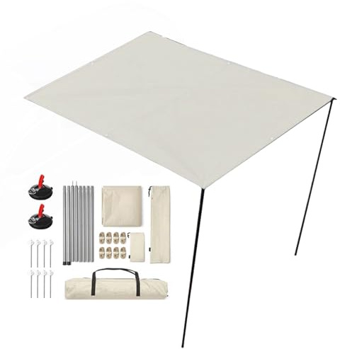 Toldo de techo para techo, toldo de coche, camping, parasol para galería de techo, UV50+, parasol lateral de PU de 3000 mm resistente a la intemperie para acampar y aterrizaje (material