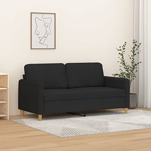 Snsowed 2-Sitzer-Sofa Schwarz 140 cm Stoff, Loungesofa, Sofas & Couches, Relaxsofa, Couch für Wohnzimmer, 359482