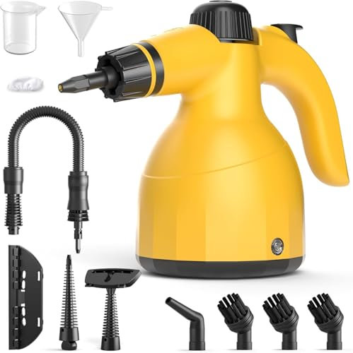 Handheld Steam Cleaner, LeCao Sofa Steam Cleaner with 10 PCS Accessories Pressurized Car Steam Cleaner for Multi-Surface Home Cleaning Dirt, Grease, Grout, Tile, Floor and Couch