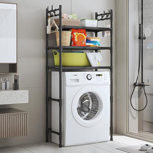 Stoolzfaid Over The Washer Storage Shelf,washer And Dryer Shelf,Drum Washing Machine Storage Rack,Washer Dryer Stand Stacking Kit With Shelf,with Side Hooks,for Laundry Room Apartments Bedrooms