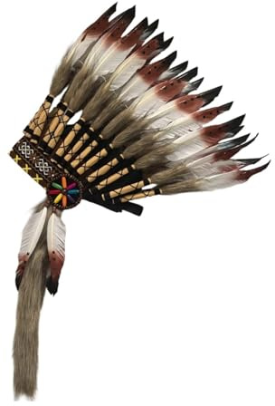 KiBcsLic Indischer Hut, künstlicher Federkopfschmuck, Accessoire, Kopfbedeckung für Aufführungen