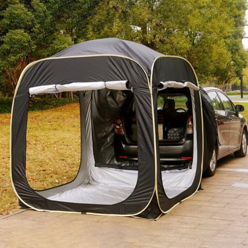 Tailgate Awning Tent for Vehicle Camping, Easy-to-Pitch Pop-Up Design with Extension Porch, Rear Connection for SUV and Car