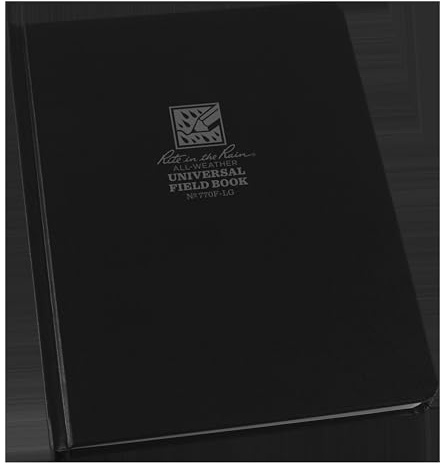 Rite in the Rain Weatherproof Hard Cover Notebook, 6.75 x 8.75, Black Cover, Universal Pattern (No. 770F-LG)