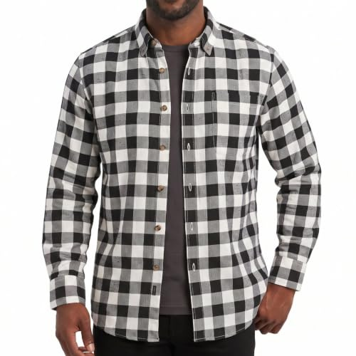 Mens Lumberjack Shirt Flannel Plaid Check Casual Overshirt Jacket Style Buffalo Tartan in 2 Styles The Madras Pure Cotton or The Kew Plaid Cotton Rich British Feel & Styling.