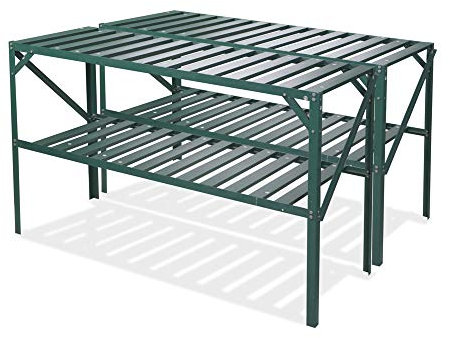 Lacewing Set of Two 4' 1 Traditional 2 Tier Greenhouse Staging - Green