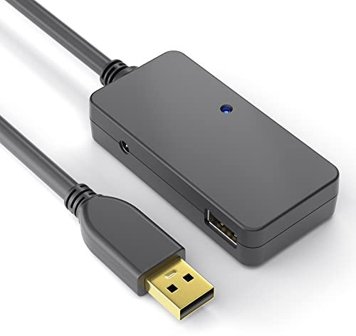 PureLink DS2200-060 USB 2.0 Aktiv Verlängerung mit 4-Port USB Hub (USB-A Stecker auf Hub 4x USB-A Buchse), Spannungerversorgung vom USB Port, vergoldete Kontakte, 6,00m, schwarz