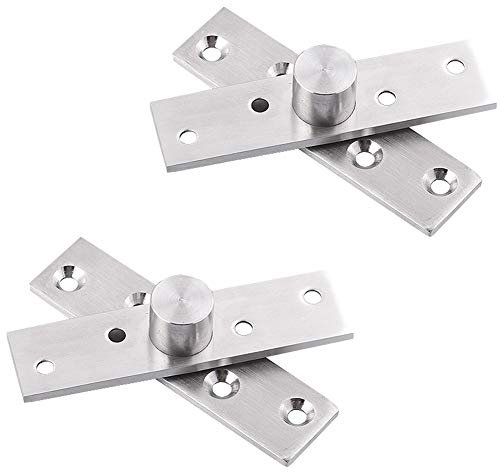 Bisagra de pivote para puerta de 360 grados, 2 piezas de acero inoxidable con rotación oculta de eje central de puerta, bisagra giratoria oculta de alta resistencia con tornillos de fijación, 75x17mm