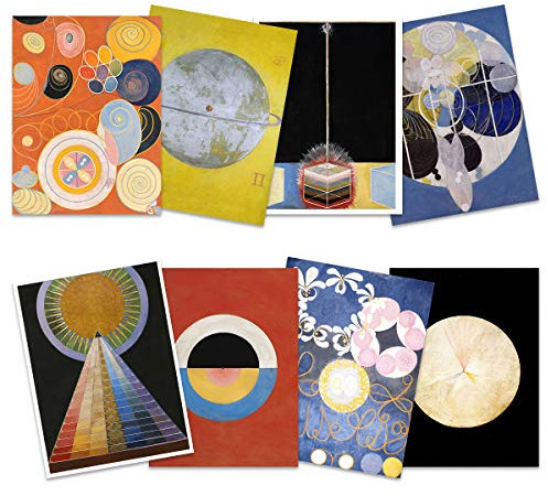 Wee Blue Coo Hilma Af Klint Modern Abstract Painting Symbols Wall Art Print Poster Home Decor Premium Pack of 8 Abstrakt Malerei Wand Zuhause Deko