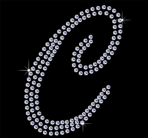 TShirt Showroom 4 Fancy letter C Hotfix Rhinestone Diamante Iron on Transfer Motif Applique