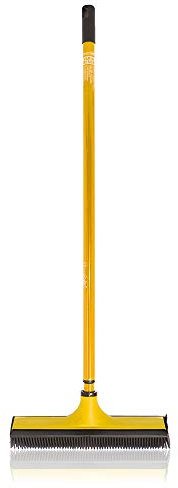 Das blaue Wunder Vario-Besen (Gelb) I Einfache Reinigung mit V-Borsten I Abwaschbar I Gummilippe I Teleskopstiel